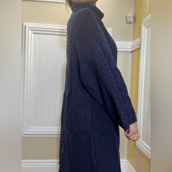 Cozy Blue Cable Knit Sweater Dress - Picture 4 of 9
